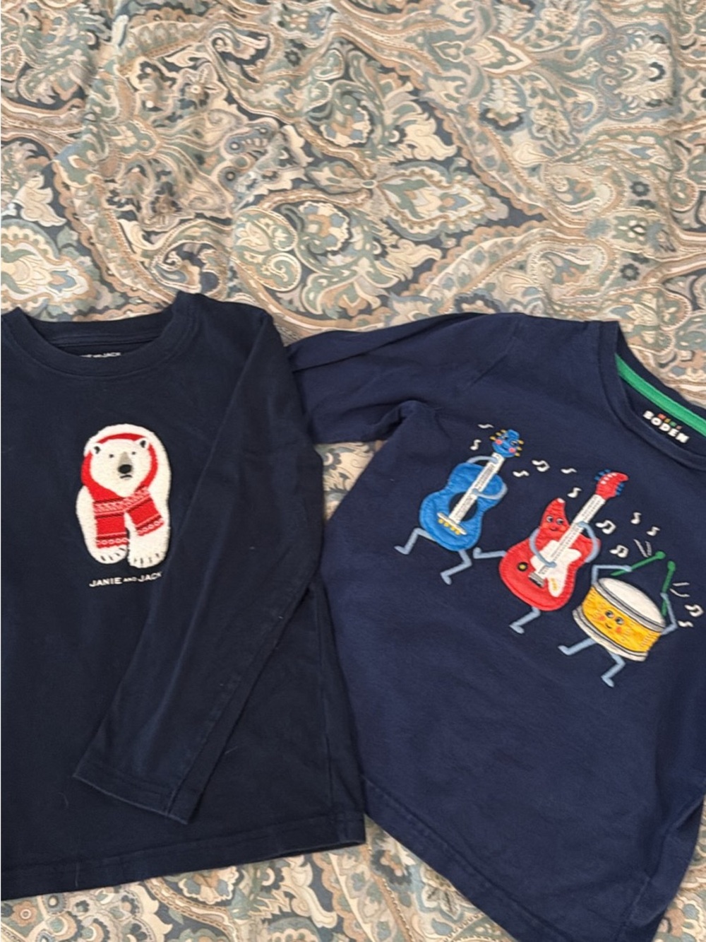 Janie and Jack Navy Long-Sleeve Tee and Mini Boden Long-Sleeve Tee Boys Size 4T